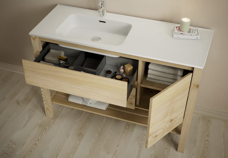 Conjunto de mueble de baño de madera maciza Laponia Bruntec detalle 4