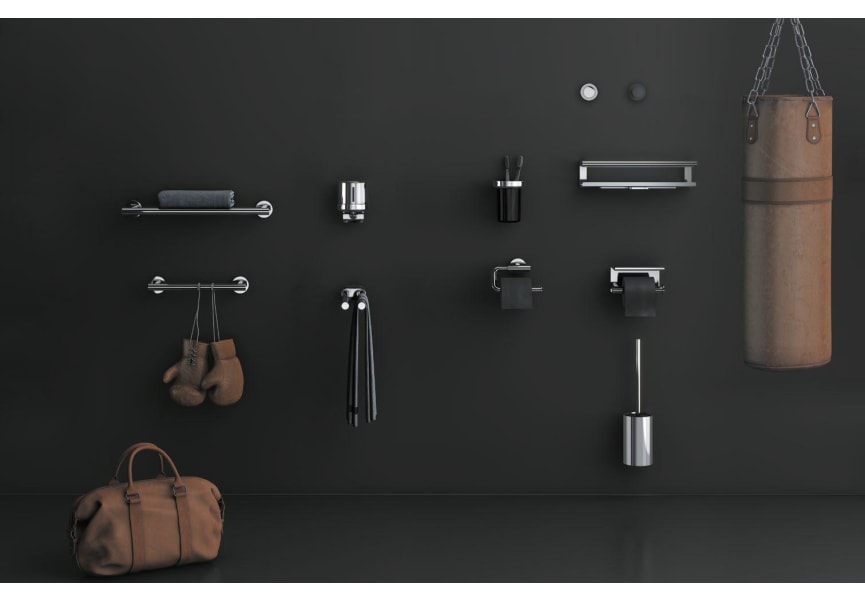 Estante de baño pared negro mate Architect S+ de Cosmic