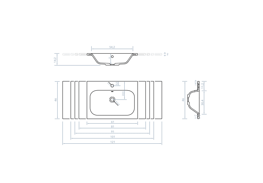 Lavabo encastrado Milo Bruntec croquis 1