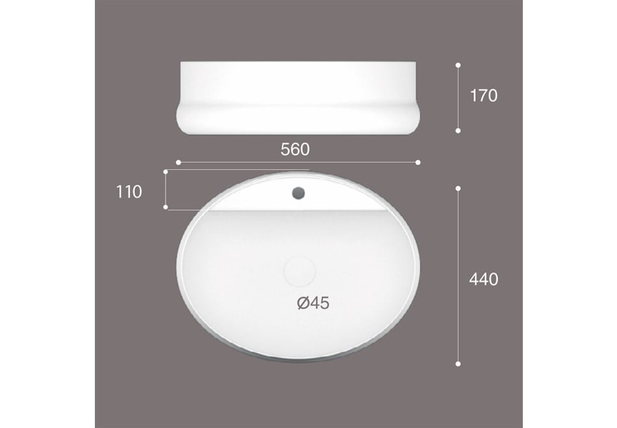 Lavabo sobre encimera Tormes Art and Bath croquis 2
