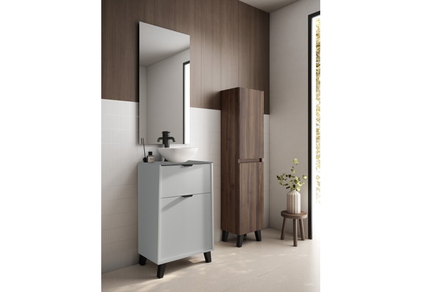 Conjunto mueble de baño fondo reducido 35.5 cm con lavabo sobre encimera Midi Visobath principal 3