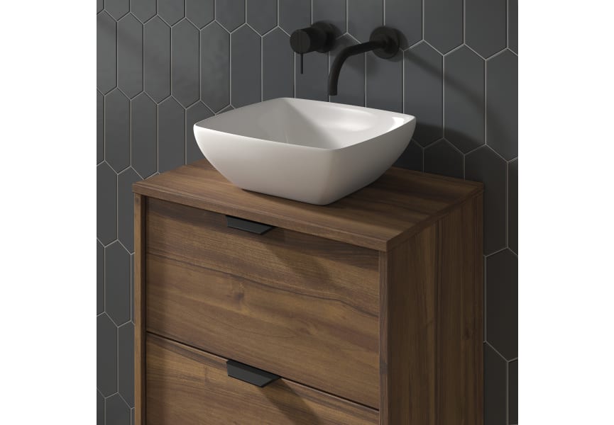 Conjunto mueble de baño fondo reducido 35.5 cm con lavabo sobre encimera Midi Visobath detalle 1