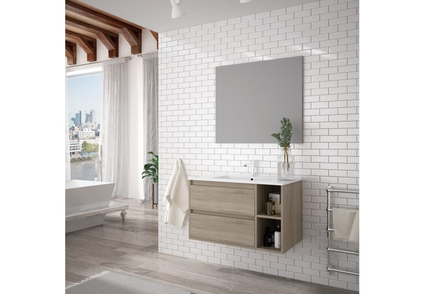 Conjunto Mueble Baño Suspendido 2C-1P + OPCIÓN Lavabo Encastrado