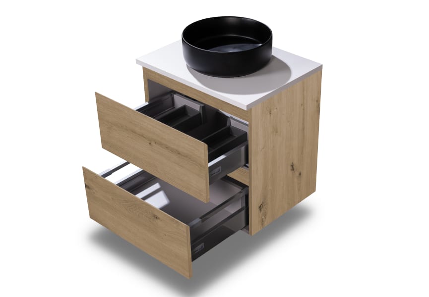 Mueble de baño pequeño Nivo Bruntec 2 cajones suspendido detalle 7