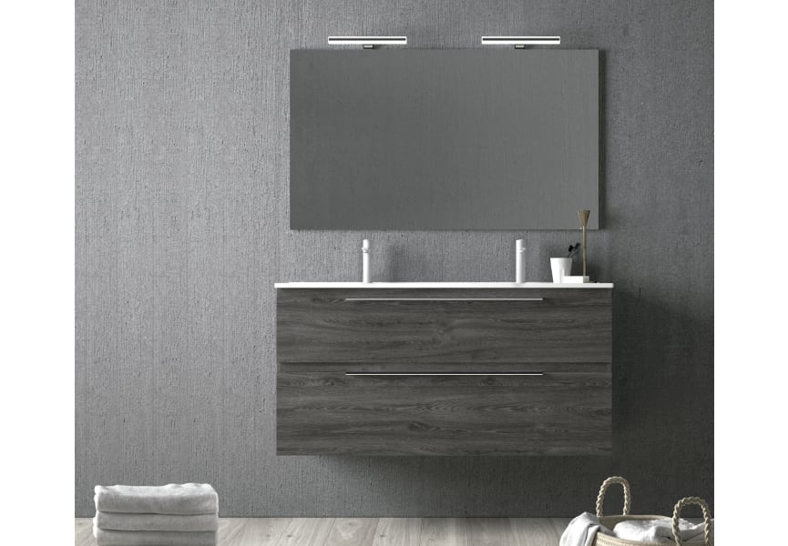 Mueble De Baño Suspendido 120 Cm 4 Cajones CARMEN Con Lavabo Doble 2 Senos  Resina Acabado AZUL COBALTO ⋆ VAROBATH