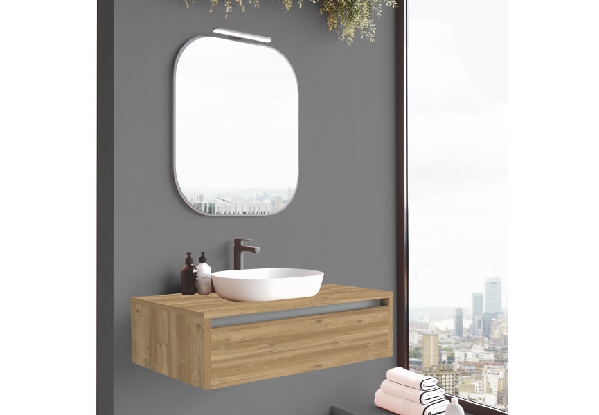 Conjunto mueble de baño con lavabo sobre encimera Sensi Inve Principal 2