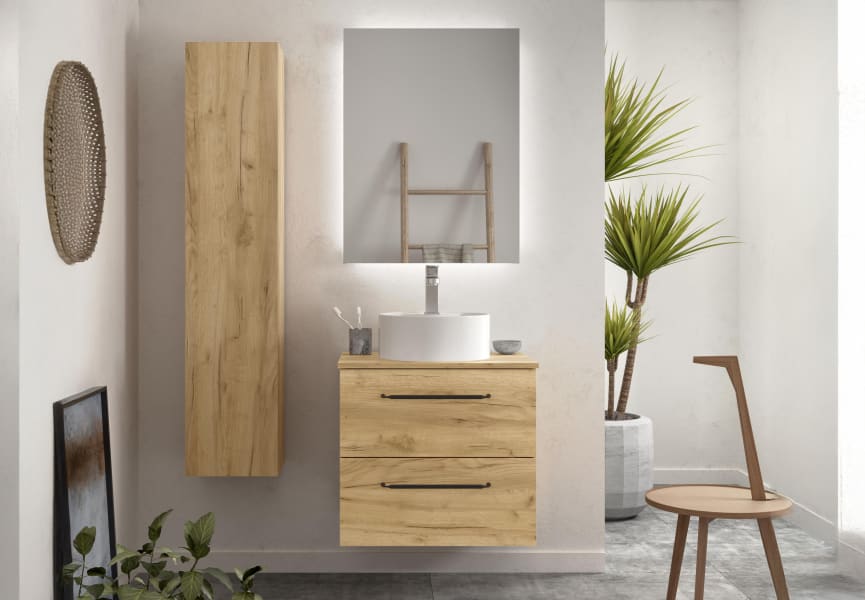 Conjunto mueble de baño con lavabo sobre encimera Moria Salgar ambiente 7