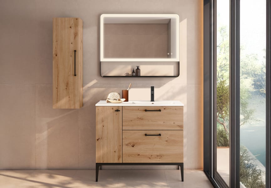 Conjunto mueble de baño con o sin banquillo con lavabo Flat Verso VisoBath principal 1