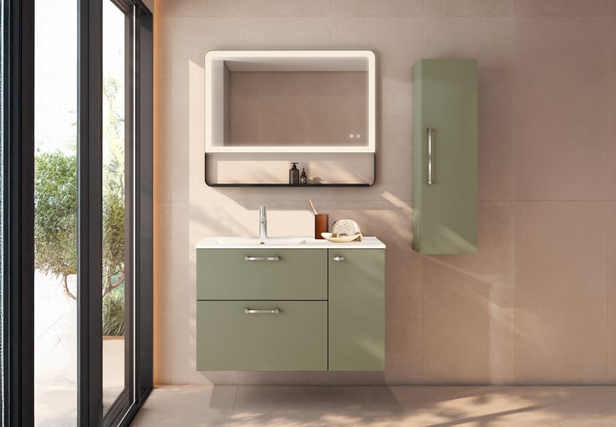 Conjunto mueble de baño suspendido con lavabo Flat Verso VisoBath principal 4