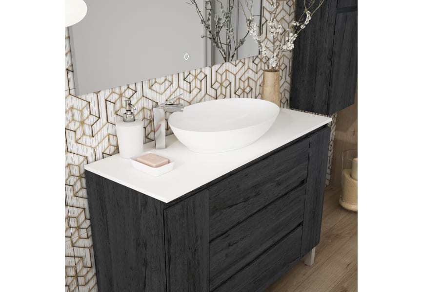 Mueble de baño con encimera de madera Kloe Campoaras detalle 1