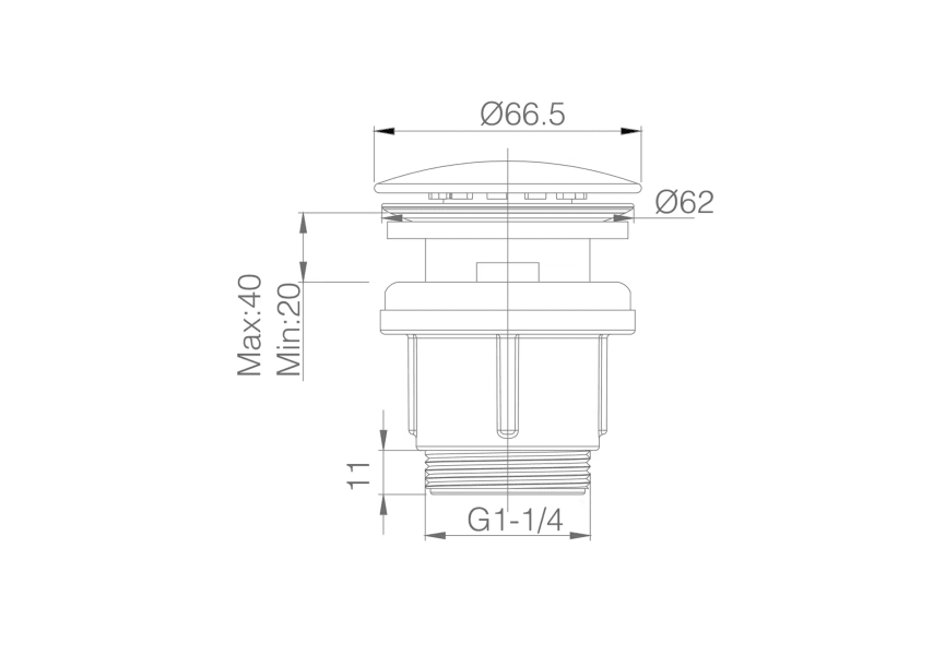 Válvula click-clack latón de Imex croquis 11