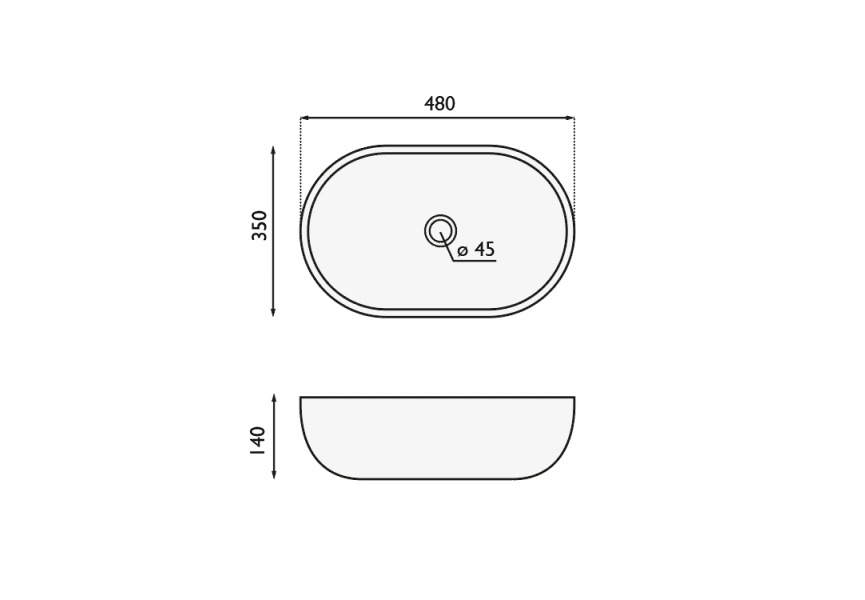 Lavabo sobre encimera Castilla Bruntec croquis 3