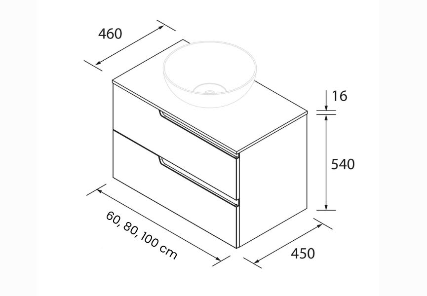 Mueble de baño con encimera del mismo color que el mueble Vima Salgar croquis 7