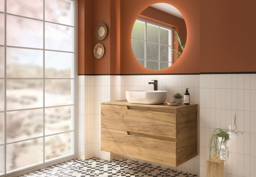 Mueble de baño con encimera del mismo color que el mueble Vima Salgar principal 1