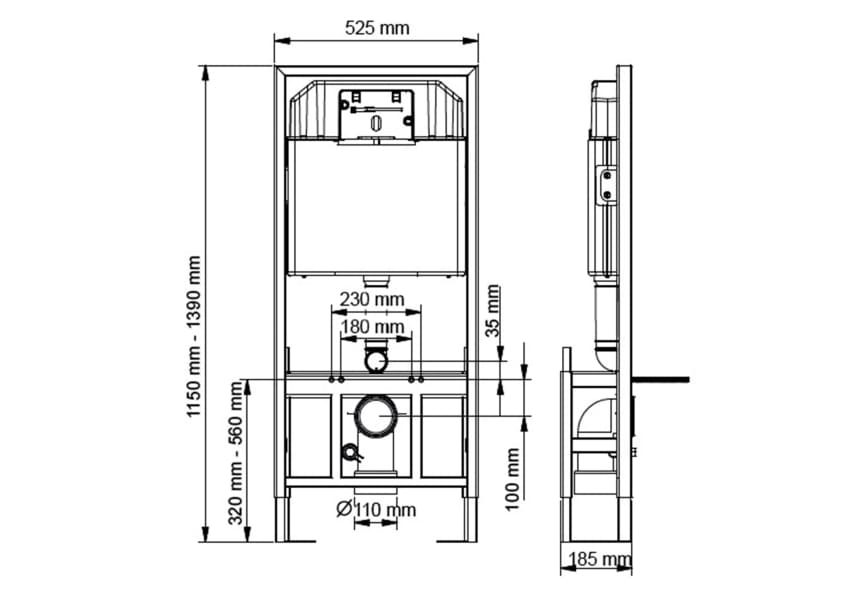 Cisterna empotrada Autoportante inodoro suspendidos Bruntec croquis 1