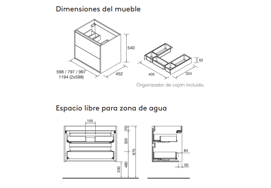 Conjunto mueble de baño Optimus Salgar Croquis 12