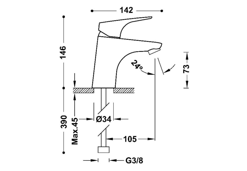 Grifo de lavabo Canigó Tres croquis 1