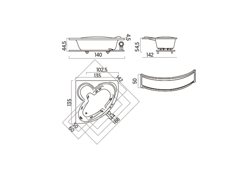 Bañera hidromasaje Imperial Hidronatur croquis 4