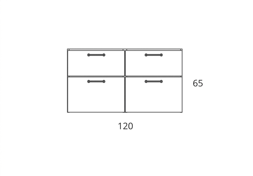 Conjunto mueble de baño suspendido con lavabo Flat Verso Viso croquis 12