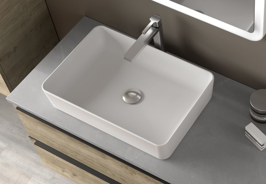 Lavabo sobre encimera Mykonos Coycama detalle 1