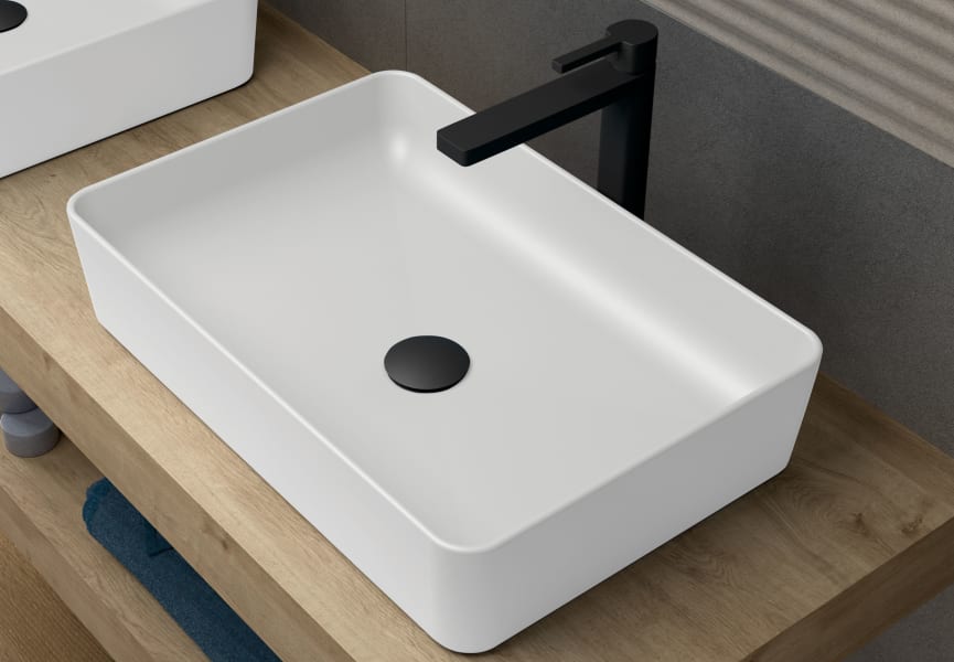 Lavabo sobre encimera Mykonos Coycama detalle 2