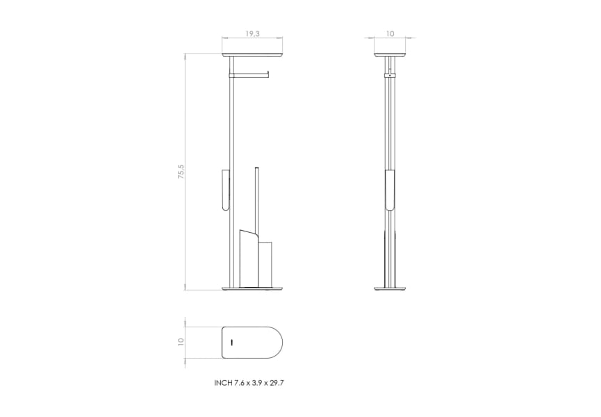 Portaescobillero suelo con portarrollos Combi Flat de Cosmic croquis 8