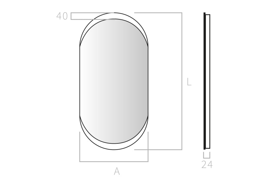 Espejo de baño con luz LED Pol Bruntec croquis 2