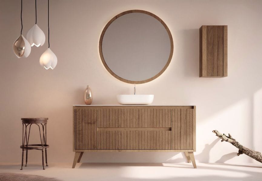 Mueble de baño madera maciza con encimera de solid surface Alpes 13 Bruntec principal 0