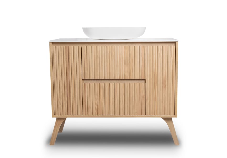 Mueble de baño madera maciza con encimera de solid surface Alpes 13 Bruntec detalle 3