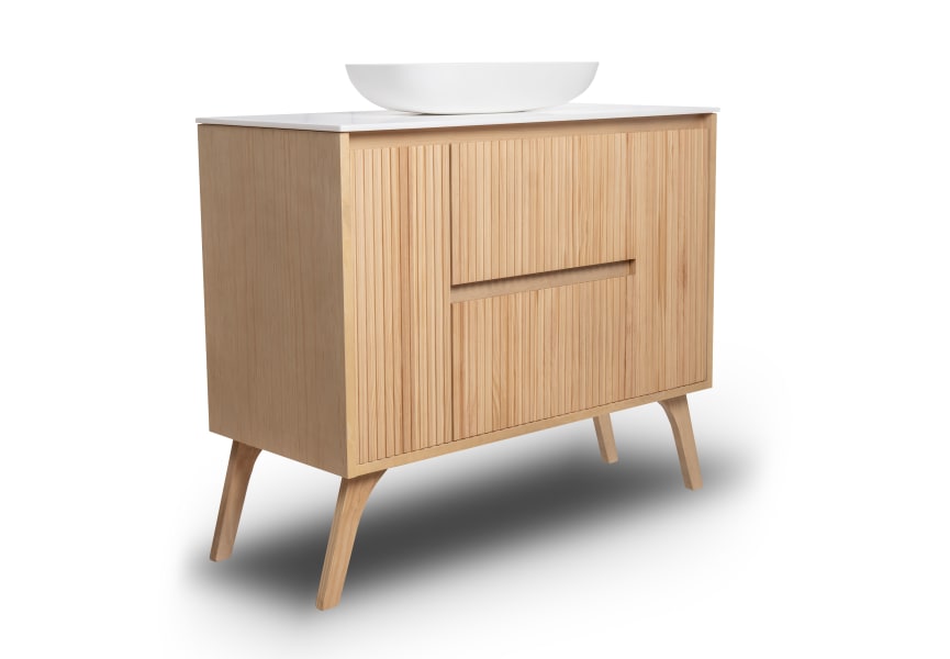 Mueble de baño madera maciza con encimera de solid surface Alpes 13 Bruntec detalle 2