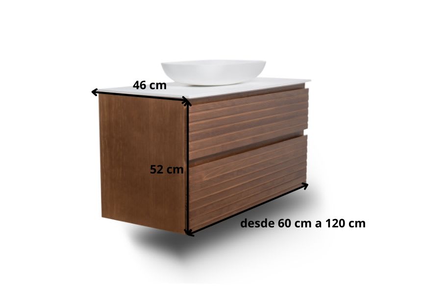 Mueble de baño madera maciza con encimera de Solid surface Alpes 5 Bruntec croquis 8