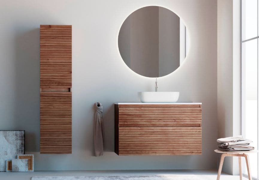 Mueble de baño madera maciza con encimera de Solid surface Alpes 5 Bruntec principal 0