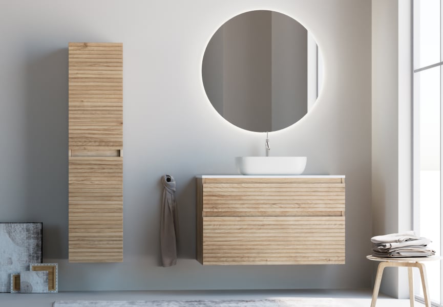 Mueble de baño madera maciza con encimera de Solid surface Alpes 5 Bruntec principal 1