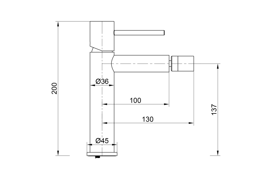 Grifo de bidé Monza de Imex croquis 6
