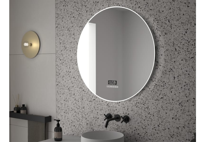 Lampara Luz Led Pared Espejo 4mm Baño 80 Cm Redondo Moderno