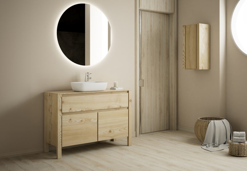 Mueble de baño con encimara de madera maciza Laponia Bruntec principal 1