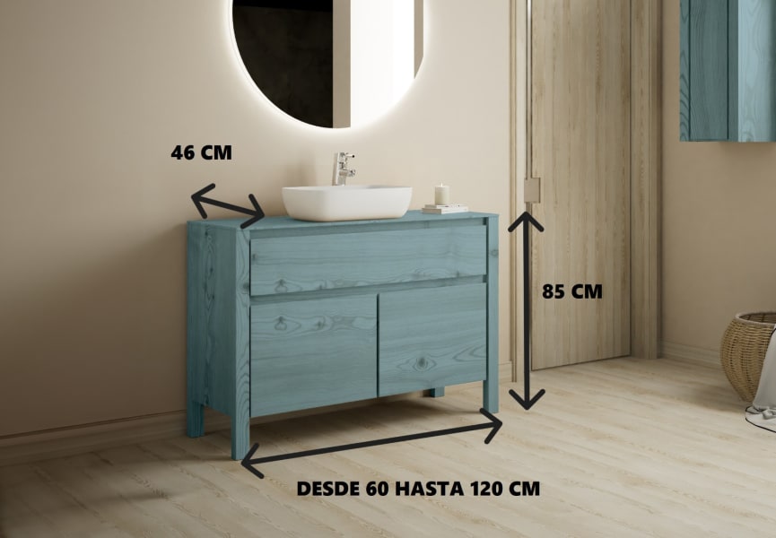 Mueble de baño con encimara de madera maciza Laponia Bruntec croquis 5