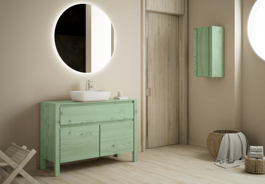 Mueble de baño con encimara de madera maciza Laponia Bruntec principal 3