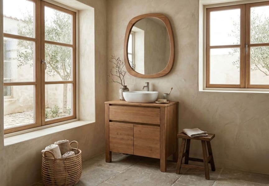 Mueble de baño con encimara de madera maciza Laponia Bruntec principal 0