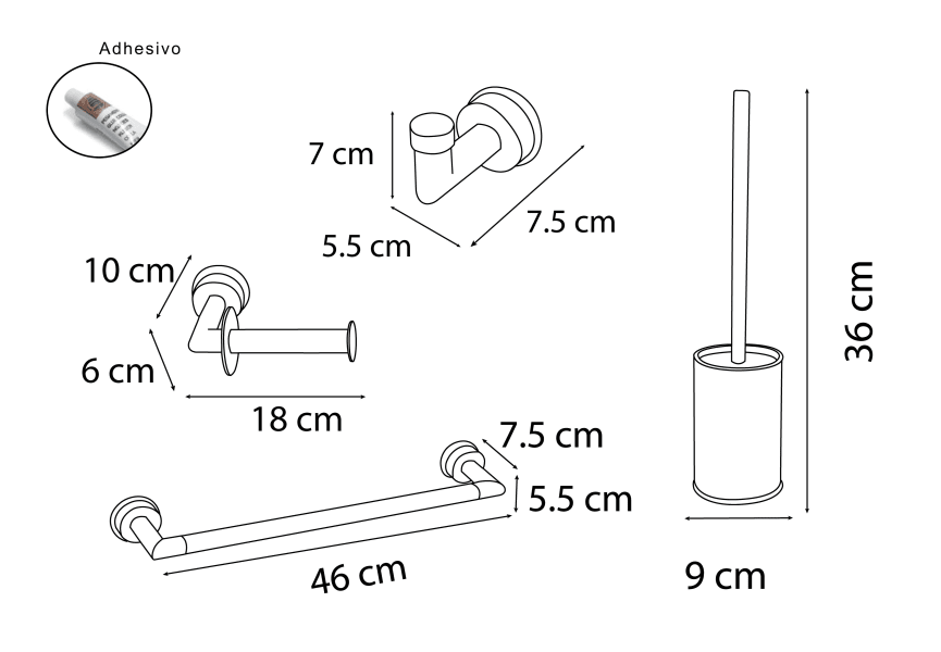 Conjunto de accesorios de baño Forest Mediterránea del baño croquis 5