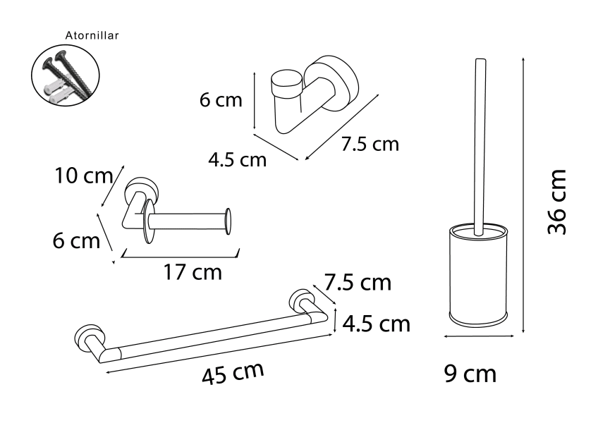 Conjunto de accesorios de baño Forest Mediterránea del baño croquis 6