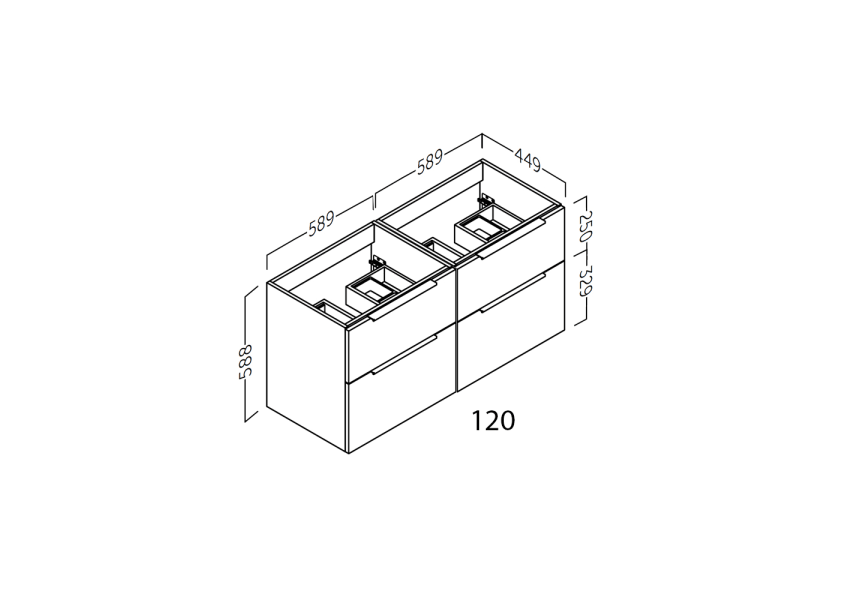 Mueble de baño con encimera de madera Galsaky Coycama croquis 7