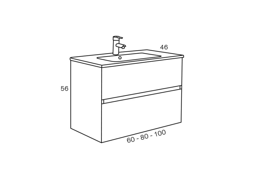 Conjunto mueble de baño Glass Line Sanchís croquis 3