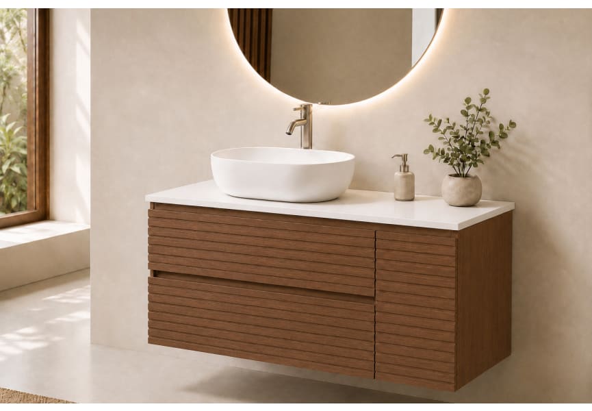 Mueble de baño Alpes 21 Bruntec con encimera Solid Surface blanca principal 3