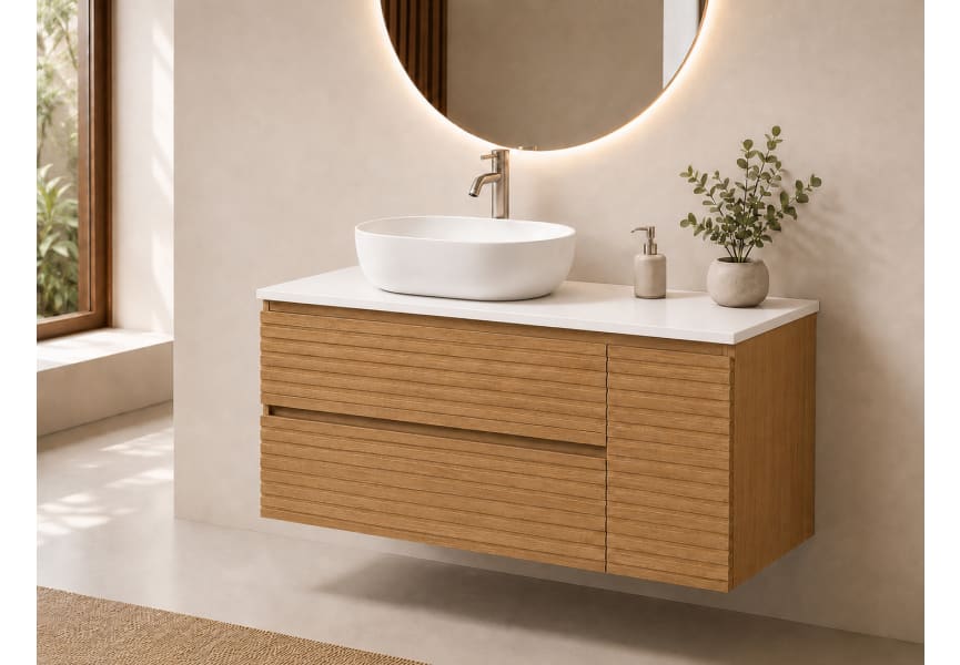 Mueble de baño Alpes 21 Bruntec con encimera Solid Surface blanca principal 1