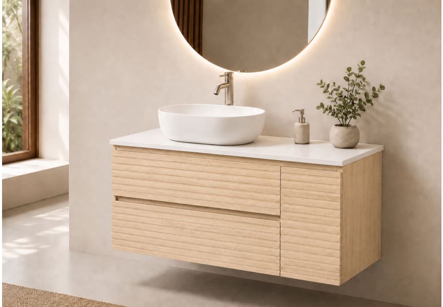 Mueble de baño Alpes 21 Bruntec con encimera Solid Surface blanca principal 2