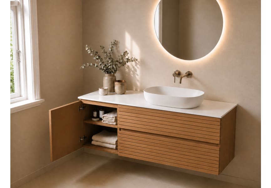 Mueble de baño Alpes 21 Bruntec con encimera Solid Surface blanca detalle 8