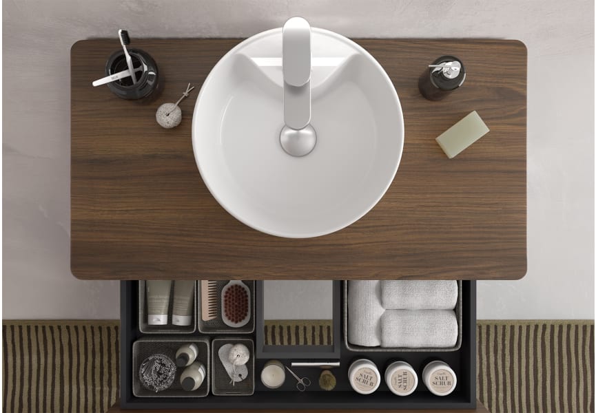 Conjunto mueble de baño Runa Salgar con lavabo sobre encimera detalle 9