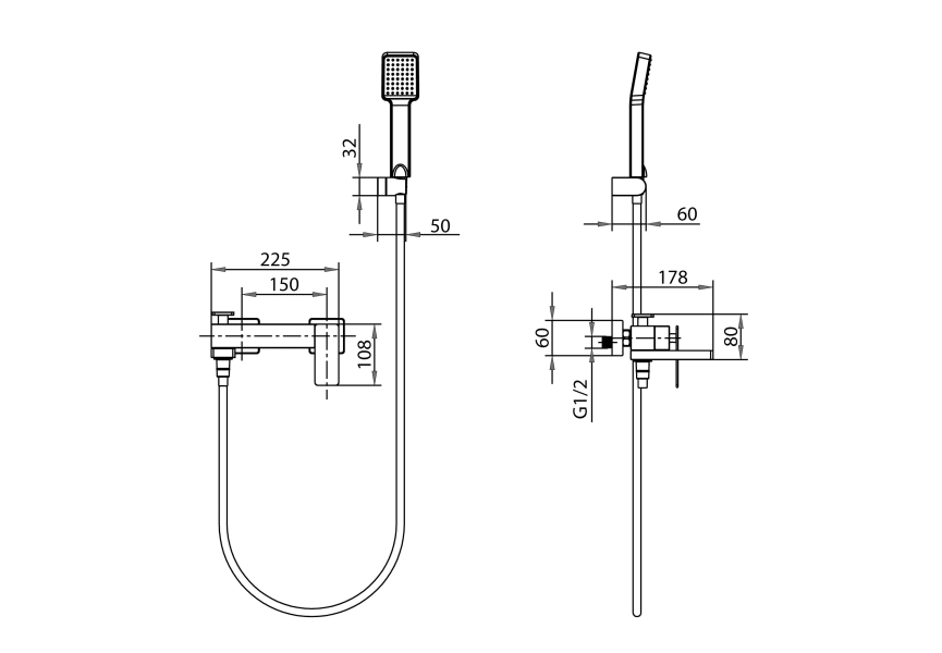 Grifo de bañera Pisa de Imex croquis 16