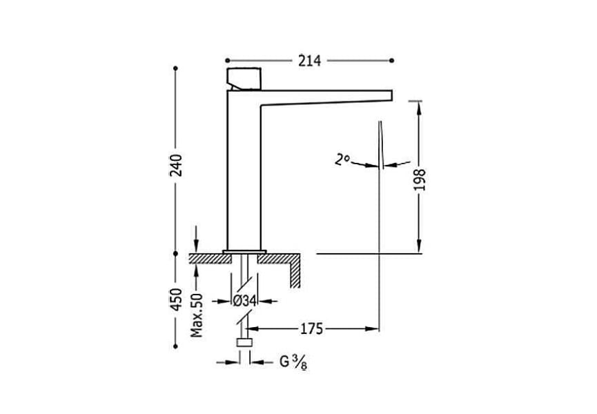 Grifo de lavabo Slim Exclusive Tres croquis 1